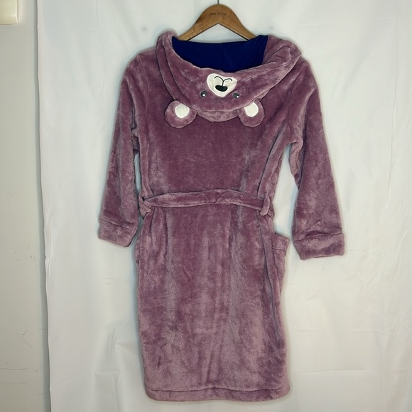 LLBean kids cozy animal robe animal teddy bear soft kids size small plush purple - Picture 7 of 7